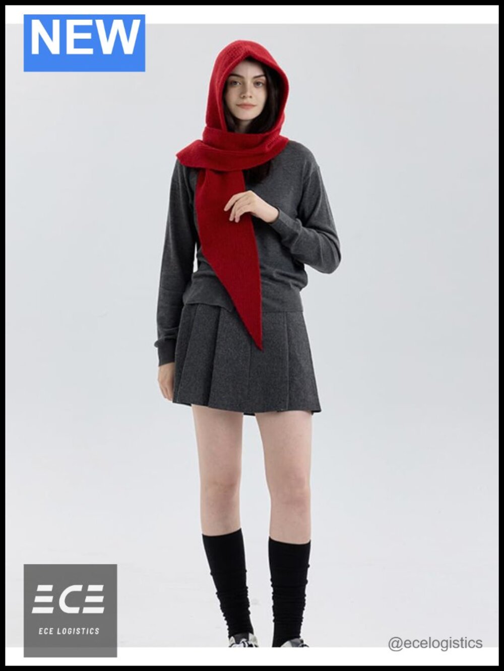 Knit 2-in-1 Hat Scarf Winter Warm Shawl Wrap Hood Balaclava Poncho Polyester - Picture 5 of 6